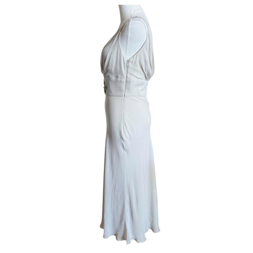 Collette Dinnigan NWT 100% Silk Silver Mist Hand Beaded Evening Gown Dress XS - Picture 9 of 16